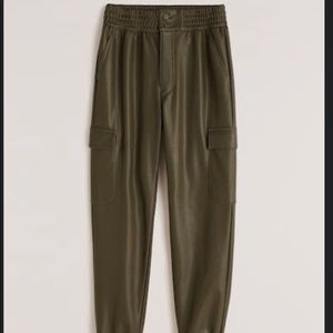 A&F Vegan Leather Joggers (olive green)